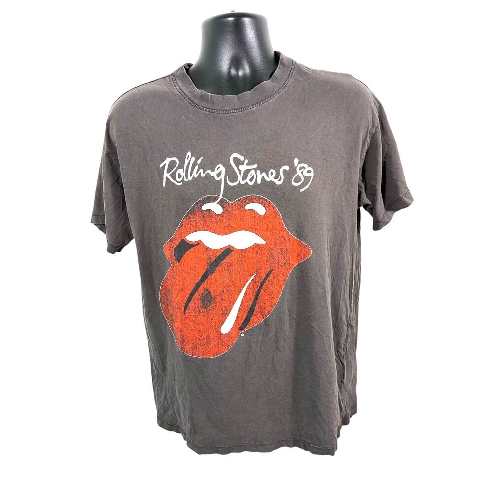 Rolling Stones 89 Tongue Logo T Shirt XS Faded Boyfriend Tee
